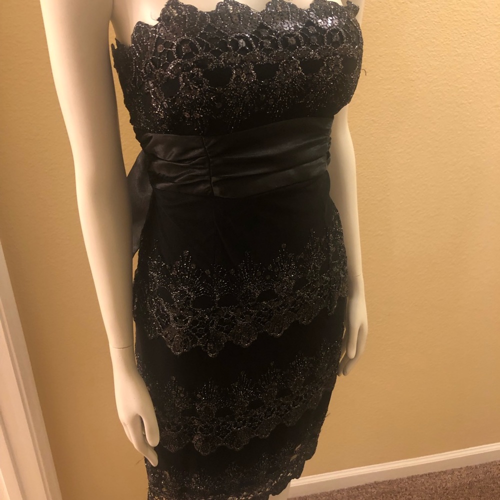 Special Occassion Mid length Black Sequin Dress